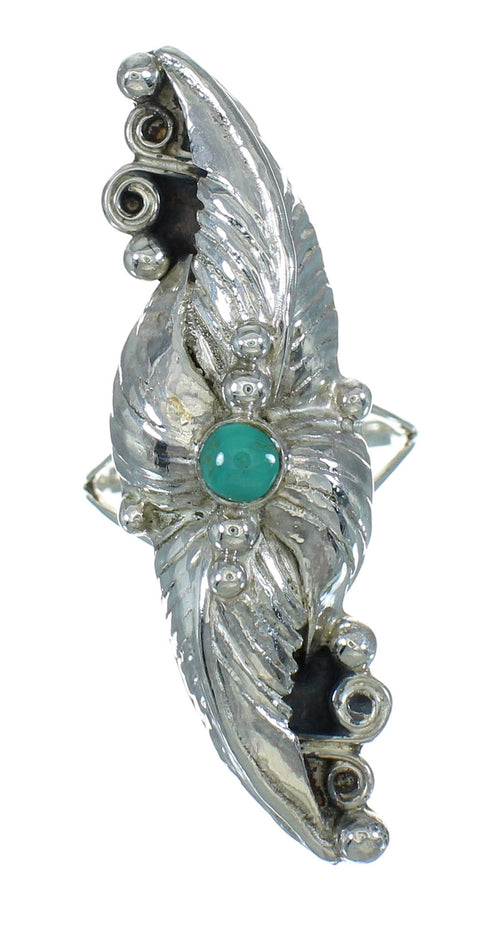 Southwestern Genuine Sterling Silver Jewelry Turquoise Ring Size 7 AX90482